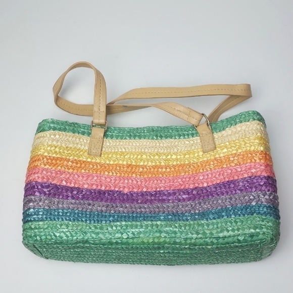 Colorful Rectangular Woven Handbag Baguette - Picture 1 of 15